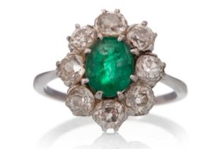 EMERALD AND DIAMOND RING,