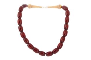 EGG YOLK AMBER BEAD NECKLACE,