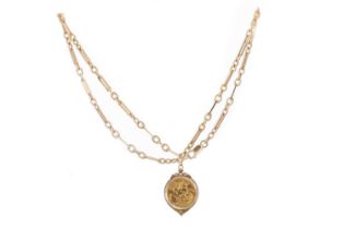 EDWARD VII GOLD SOVEREIGN, IN PENDANT MOUNT AND ON A CHAIN