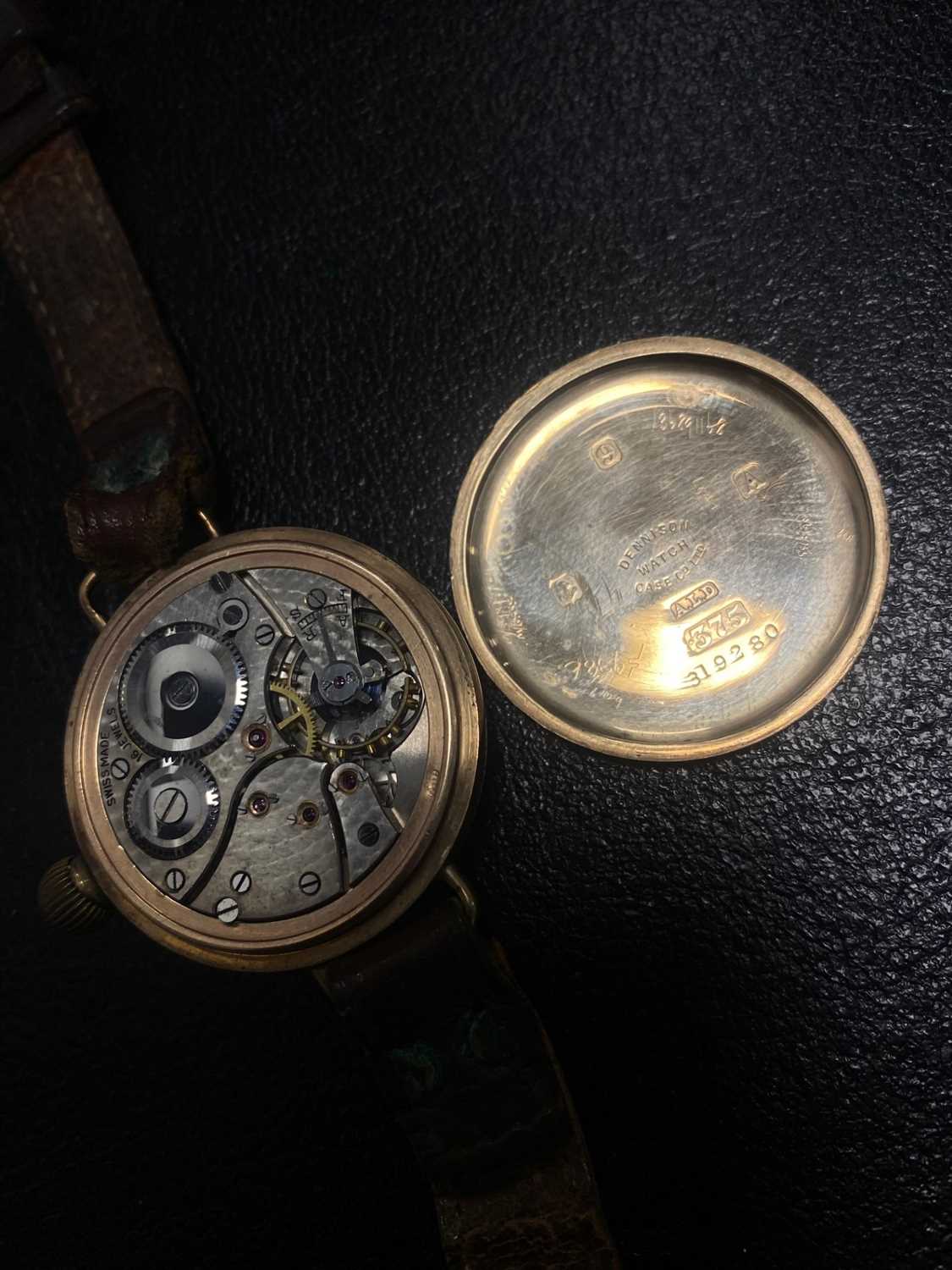 WWI NINE CARAT GOLD TRENCH WATCH, - Image 3 of 3
