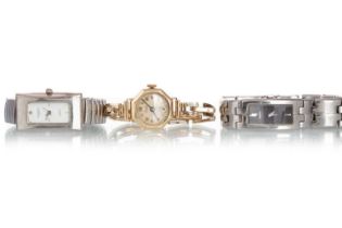 LADIES LANCO GOLD COCKTAIL WATCH, AND TWO OTHERS