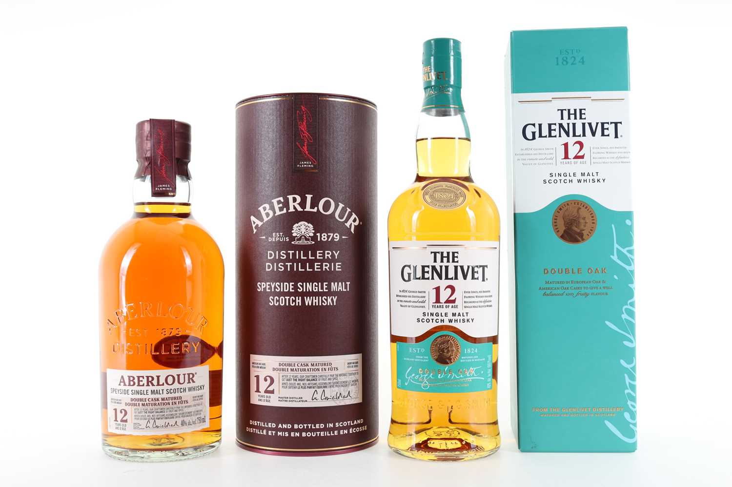 ABERLOUR 12 YEAR OLD 75CL AND GLENLIVET 12 YEAR OLD 75CL SPEYSIDE SINGLE MALT