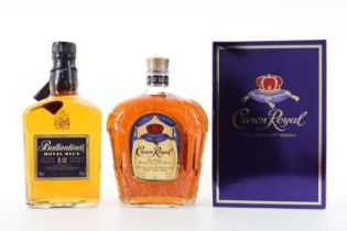 CROWN ROYAL 1L AND BALLANTINE'S ROYAL BLUE 12 YEAR OLD BLENDED WHISKY
