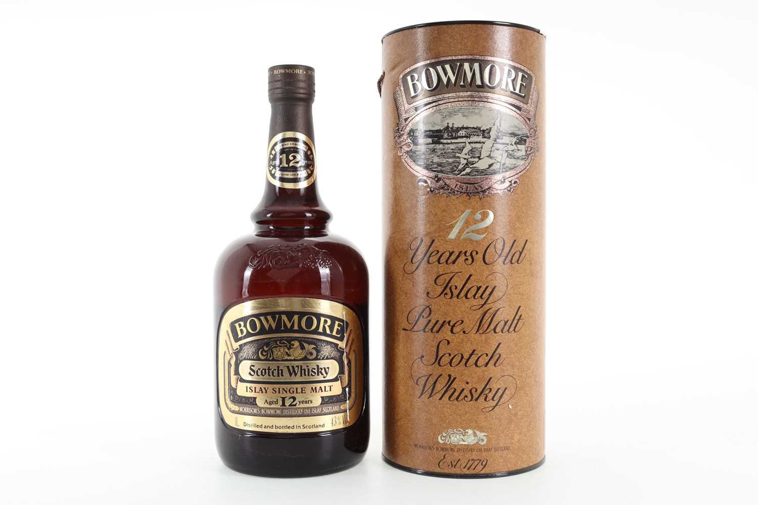 BOWMORE 12 YEAR OLD DUMPY BOTTLE 1L ISLAY SINGLE MALT