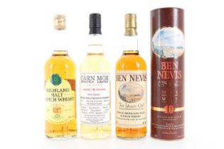 BEN NEVIS 10 YEAR OLD, AUCHROISK 16 YEAR OLD CARN MOR AND VICTORIA WINE 12 YEAR OLD HIGHLAND 75CL SI