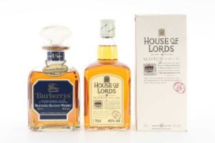 HOUSE OF LORDS DELUXE AND BURBERRYS 15 YEAR OLD 75CL BLENDED WHISKY