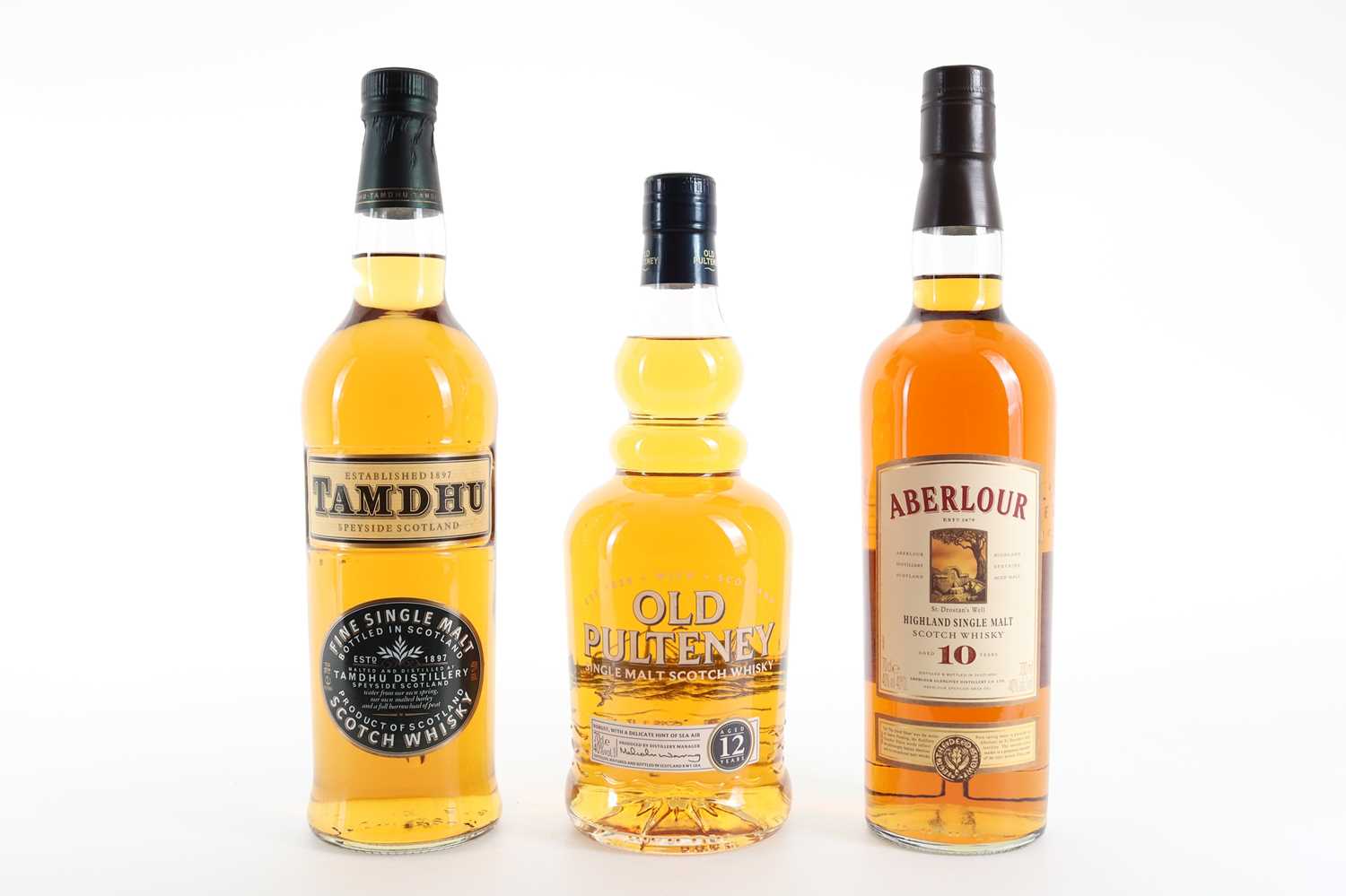 ABERLOUR 10 YEAR OLD, OLD PULTENEY 12 YEAR OLD AND TAMDHU SINGLE MALT