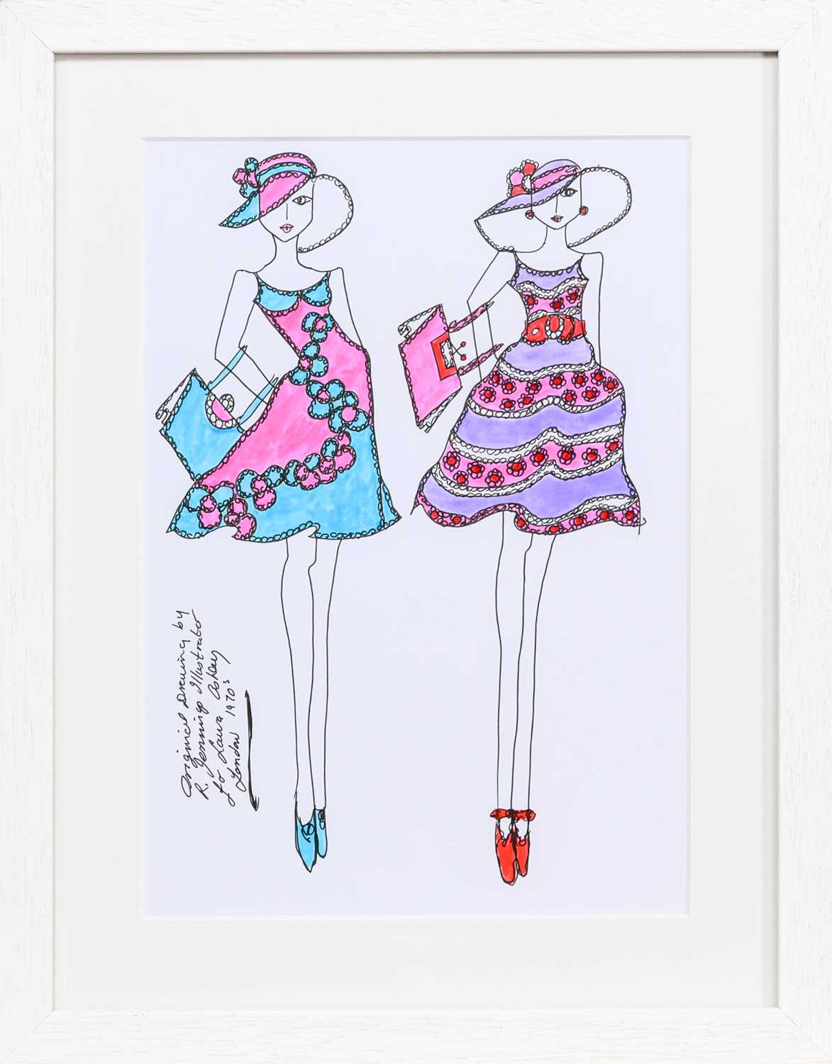 * ROZ JENNINGS, TWO ORIGINAL ILLUSTRATIONS OF DESIGNS FOR LAURA ASHLEY - Image 2 of 2