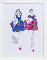 * ROZ JENNINGS, TWO ORIGINAL ILLUSTRATIONS OF DESIGNS FOR LAURA ASHLEY