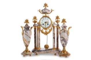 FRENCH MARBLE AND GILT BRASS CLOCK GARNITURE, LATE 18TH / EARLY 20TH CENTURY