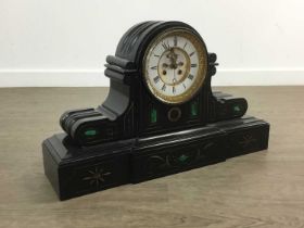 VICTORIAN BLACK SLATE MANTEL CLOCK, LATE 19TH CENTURY