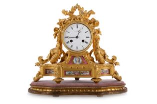 FRENCH ORMOLU AND PORCELAIN MANTEL CLOCK, LATE 19TH CENTURY