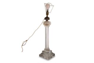 VICTORIAN CUT GLASS OIL LAMP BASE, LATE 19TH CENTURY