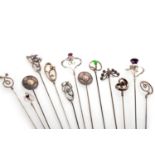 CHARLES HORNER LTD., COLLECTION OF FIFTEEN SILVER HATPINS, CHESTER MARKS (EXCEPT ONE), CIRCA EARLY 2