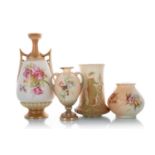 ROYAL WORCESTER, FOUR BLUSH IVORY VASES, LATE 19TH / EARLY 20TH CENTURY