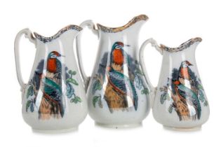 WEDGWOOD, GRADUATED SET OF THREE VICTORIAN JUGS,