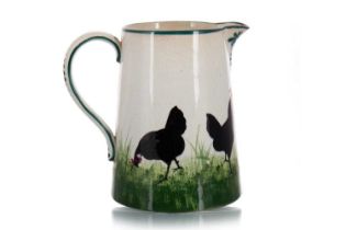 WEMYSS WARE, 'BLACK COCKEREL & HENS' PATTERN JUG, EARLY 20TH CENTURY