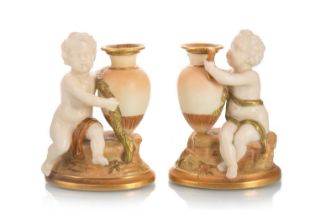 PAIR OF ROYAL WORCESTER SPILL VASES, CODE FOR 1928