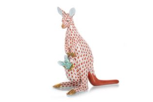 HEREND PORCELAIN, KANGAROO FIGURE GROUP,