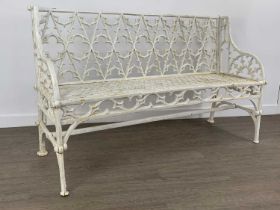 IN THE MANNER OF COALBROOKDALE, GOTHIC REFORM CAST IRON GARDEN BENCH, 19TH CENTURY