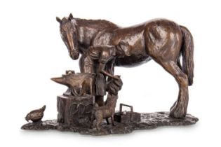 DAVID SHEPHERD, CBE, FRSA, FGRA (1931-2017), THE OLD FORGE, A BRONZE SCULPTURE