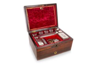 VICTORIAN ROSEWOOD TRAVEL DRESSING CASE,