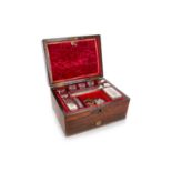 VICTORIAN ROSEWOOD TRAVEL DRESSING CASE,