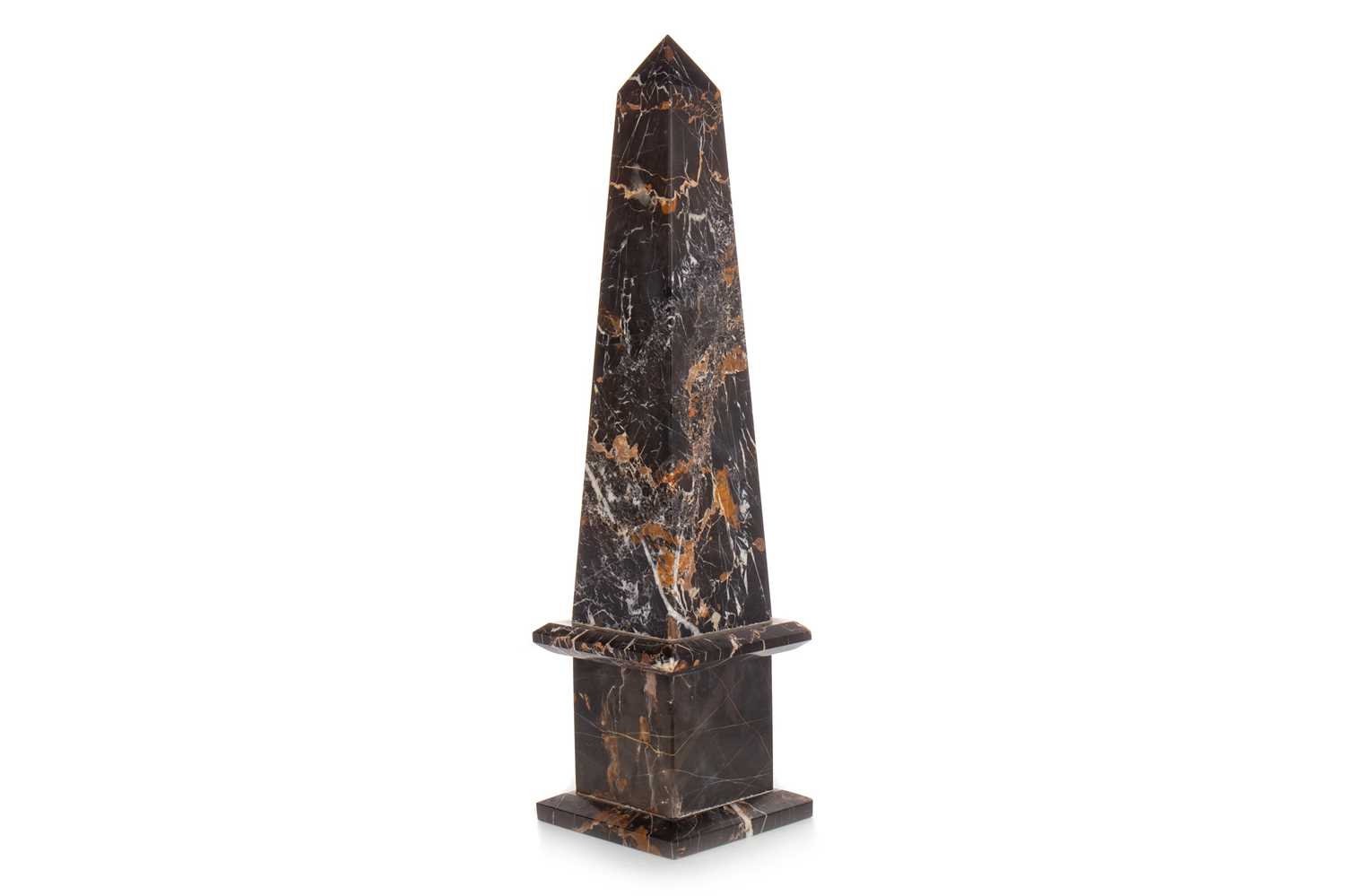 VEINED BLACK MARBLE OBELISK, LATE 19TH / EARLY 20TH CENTURY