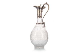 NEO-CLASSICAL SILVER PLATE AND CUT GLASS CLARET JUG, LATE 19TH CENTURY