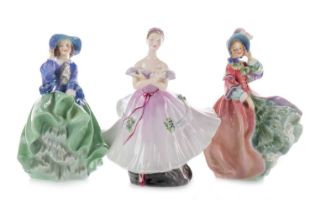 THREE ROYAL DOULTON FIGURES, THE BALLERINA, TOP o' THE HILL AND SPRING MORNING