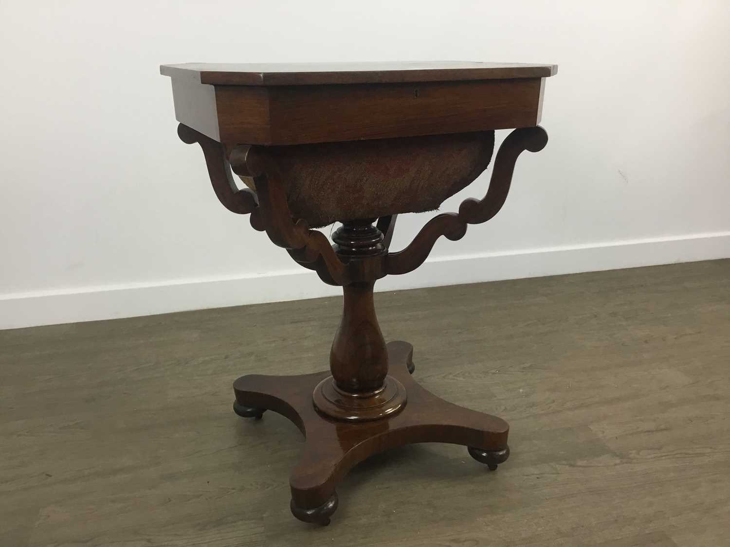 VICTORIAN ROSEWOOD SEWING TABLE, MID-19TH CENTURY