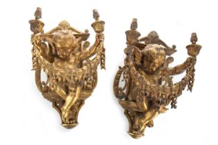 PAIR OF FRENCH ORMOLU WALL SCONCES LATE 19TH CENTURY