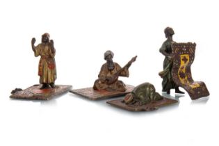 IN THE MANNER OF FRANZ XAVER BERGMANN, THREE ORIENTALIST COLD PAINTED BRONZES, LATE 19TH / EARLY 20T