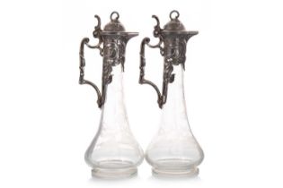 W.M.F., PAIR OF JUGENDSTIL GLASS LIQUEUR DECANTERS, LATE 19TH CENTURY