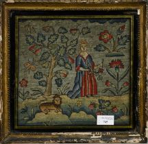 CHARLES II EMBROIDERED PANEL, LATE 17TH CENTURY