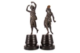 PAIR OF FRENCH BRONZE BACCHANT FIGURES, 19TH CENTURY