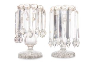 PAIR OF CUT GLASS CANDLE LUSTRES, LATE 19TH CENTURY