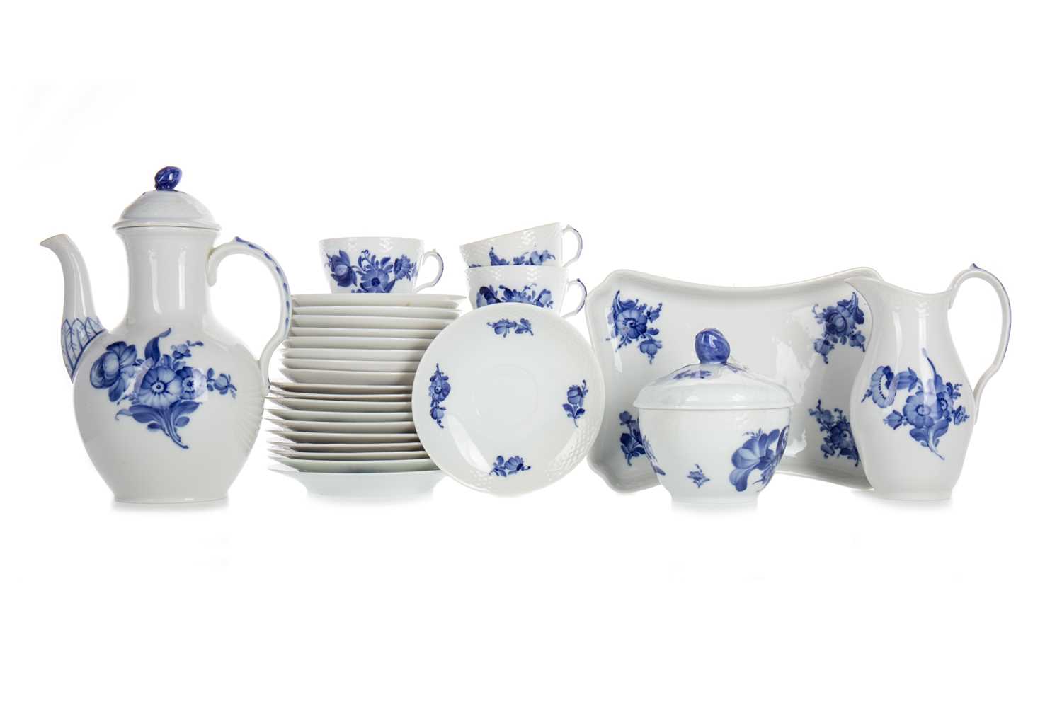 ROYAL COPENHAGEN COFFEE SERVICE, BLUE FLOWER PATTERN