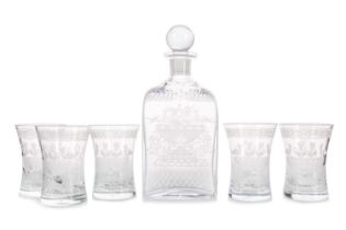 LOBMEYR, GLASS DECANTER AND SET OF FIVE TUMBLERS, EARLY 20TH CENTURY