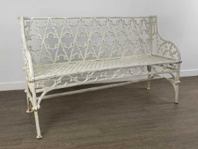 IN THE MANNER OF COALBROOKDALE, GOTHIC REFORM CAST IRON GARDEN BENCH, 19TH CENTURY