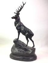 AFTER J. MOIGNIEZ (1835-1894), A BRONZE FIGURE OF A STAG, EARLY 20TH CENTURY