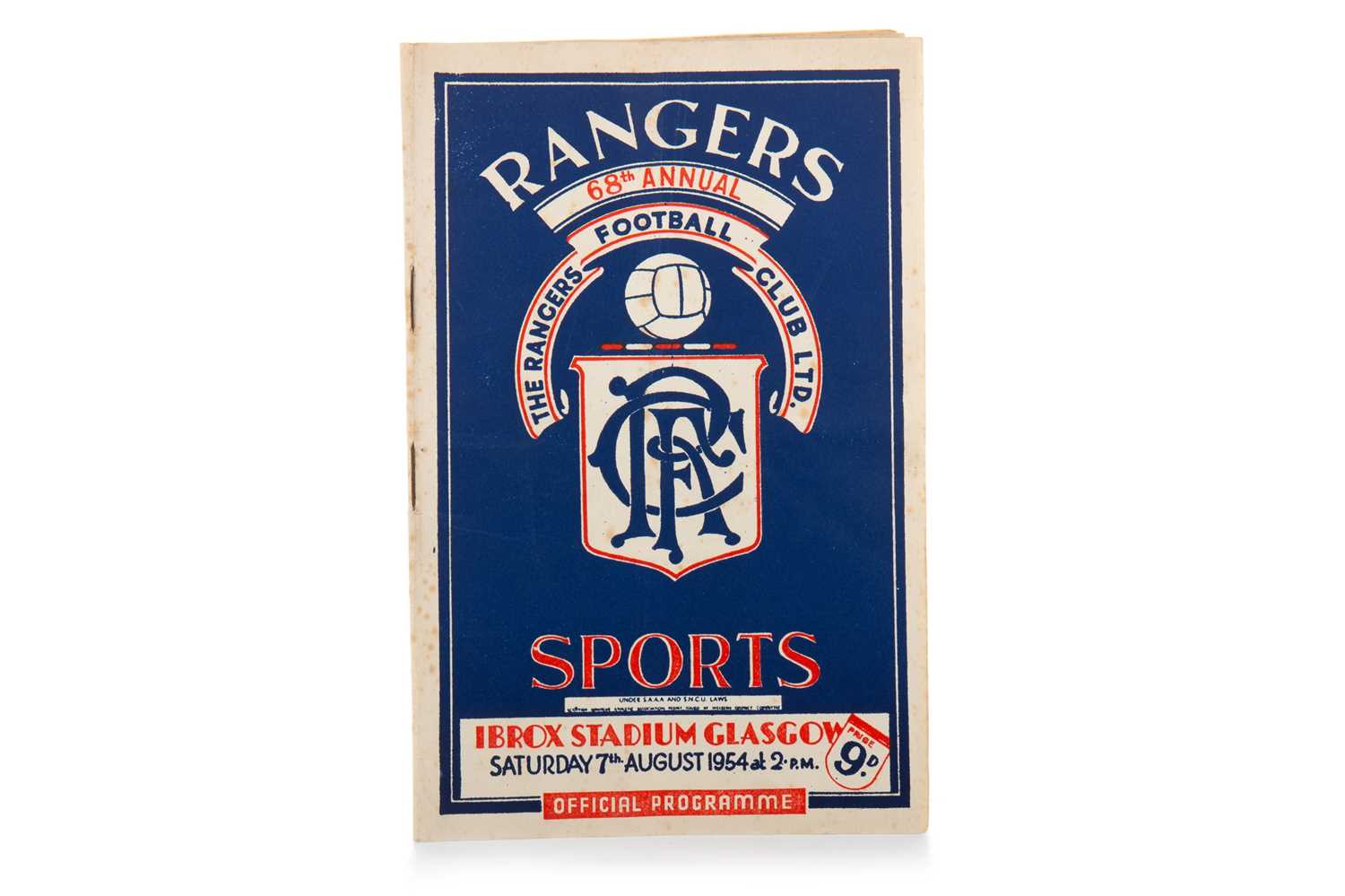 RANGERS F.C., 68TH ANNUAL SPORTS DAY, PROGRAMME, 7TH AUGUST 1954