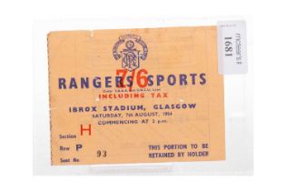 RANGERS F.C., 68TH ANNUAL SPORTS DAY, TICKET, 7TH AUGUST 1954