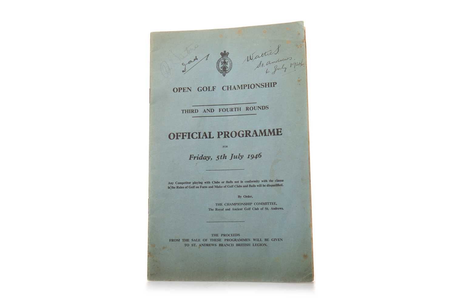 OPEN GOLF CHAMPIONSHIP, OFFICIAL PROGRAMME, FRIDAY, 5TH JULY 1946