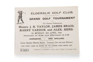 RARE & IMPORTANT, ELDERSLIE GOLF CLUB - GRAND GOLF TOURNAMENT TICKET, 18TH APRIL 1910