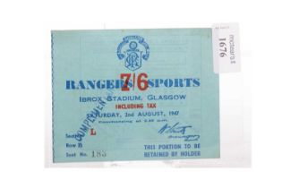 RANGERS F.C., 61ST ANNUAL SPORTS DAY, TICKET, 6TH AUGUST 1947