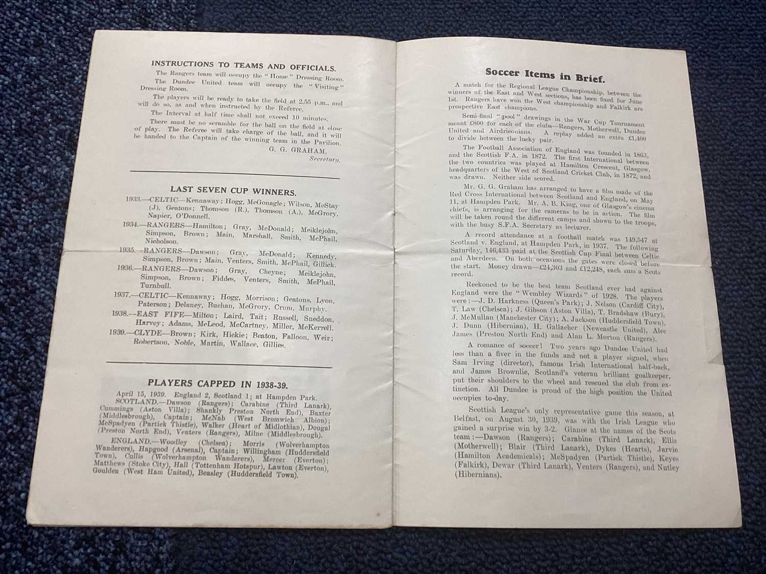 RANGERS F.C. VS. DUNDEE UNITED F.C., SCOTTISH WAR EMERGENCY CUP FINAL PROGRAMME, 4TH MAY 1940 - Image 12 of 15