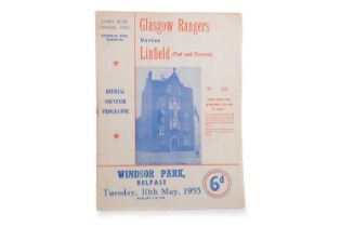 RANGERS F.C. VS. LINFIELD F.C. (PAST AND PRESENT), PROGRAMME, 10TH MAY 1955