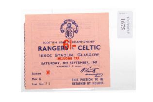 RANGERS F.C. VS. CELTIC F.C., TICKET, 20TH SEPTEMBER 1947