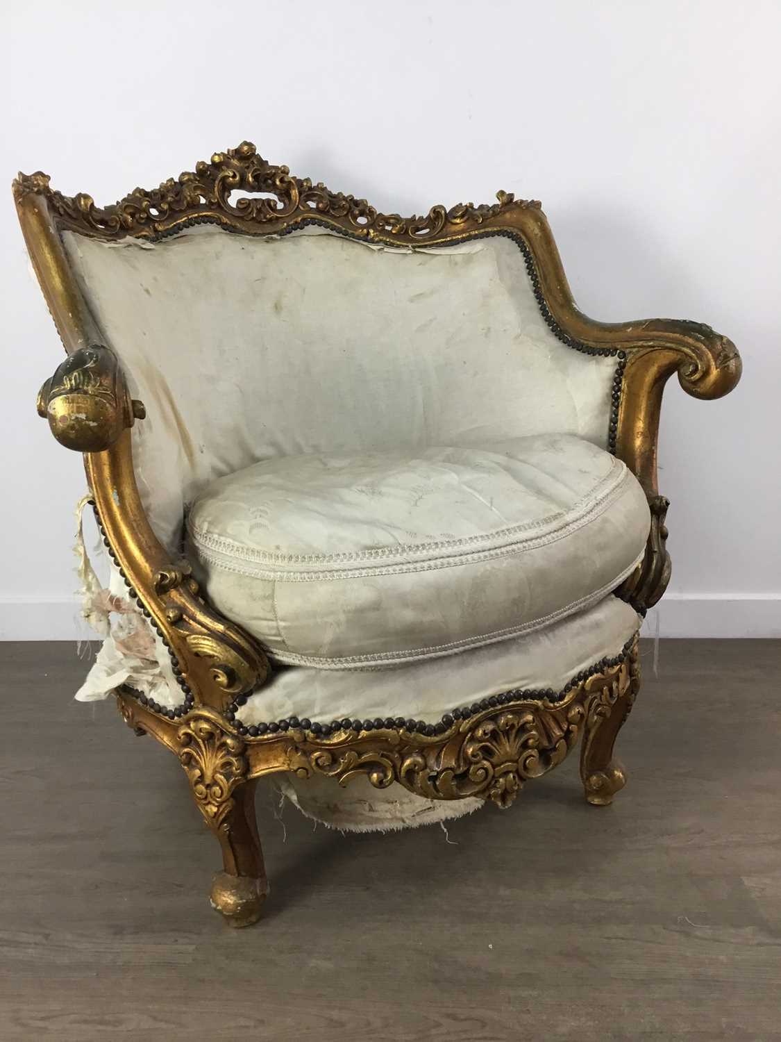 PAIR OF ROCOCO-STYLE GILT ARMCHAIRS, ITALIAN, C.1850 - Image 2 of 2